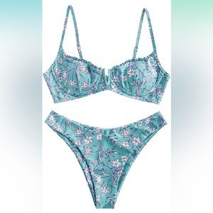 Underwire bikini floral high cut
